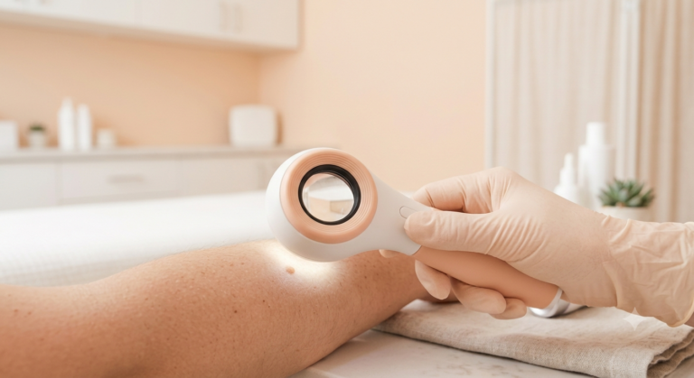 Dermatologue diagnostique acné fongique - examen clinique prélèvement et lampe de Wood