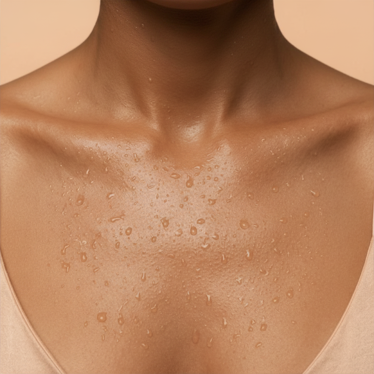 Boutons poitrine décolleté - folliculite fongique et routine adaptée pour cette zone
